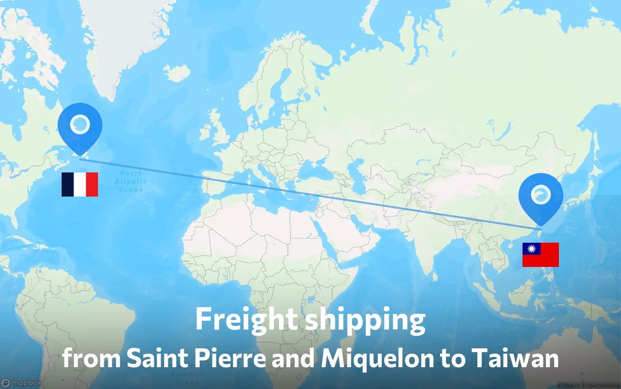 Shipping route from Saint Pierre and Miquelon to Taiwan