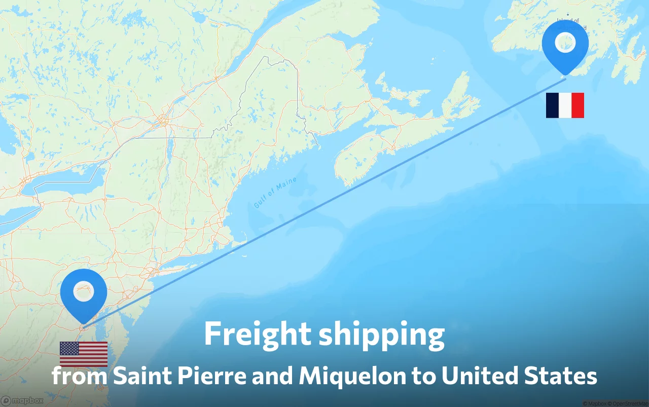 Shipping route from Saint Pierre and Miquelon to United States