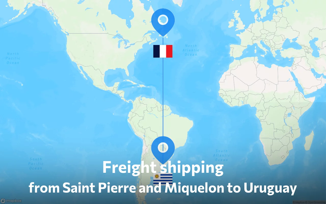 Shipping route from Saint Pierre and Miquelon to Uruguay