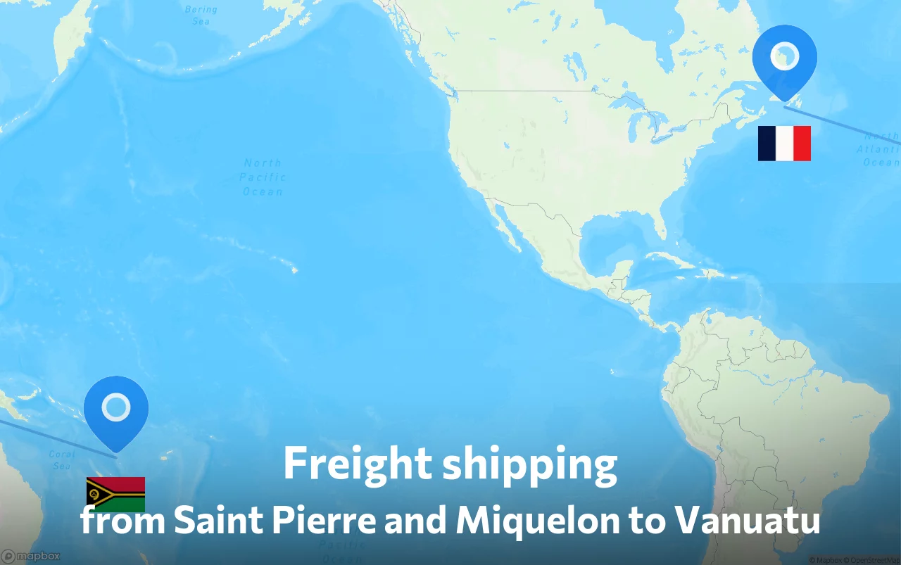 Shipping route from Saint Pierre and Miquelon to Vanuatu