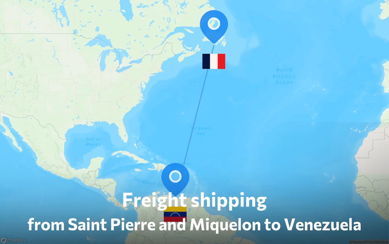 Shipping route from Saint Pierre and Miquelon to Venezuela
