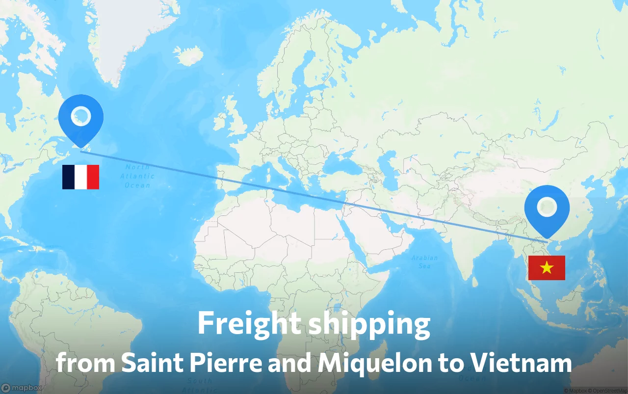 Shipping route from Saint Pierre and Miquelon to Vietnam