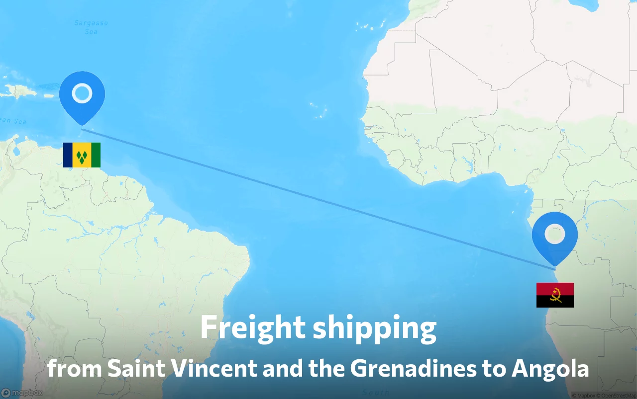 Shipping route from Saint Vincent and the Grenadines to Angola