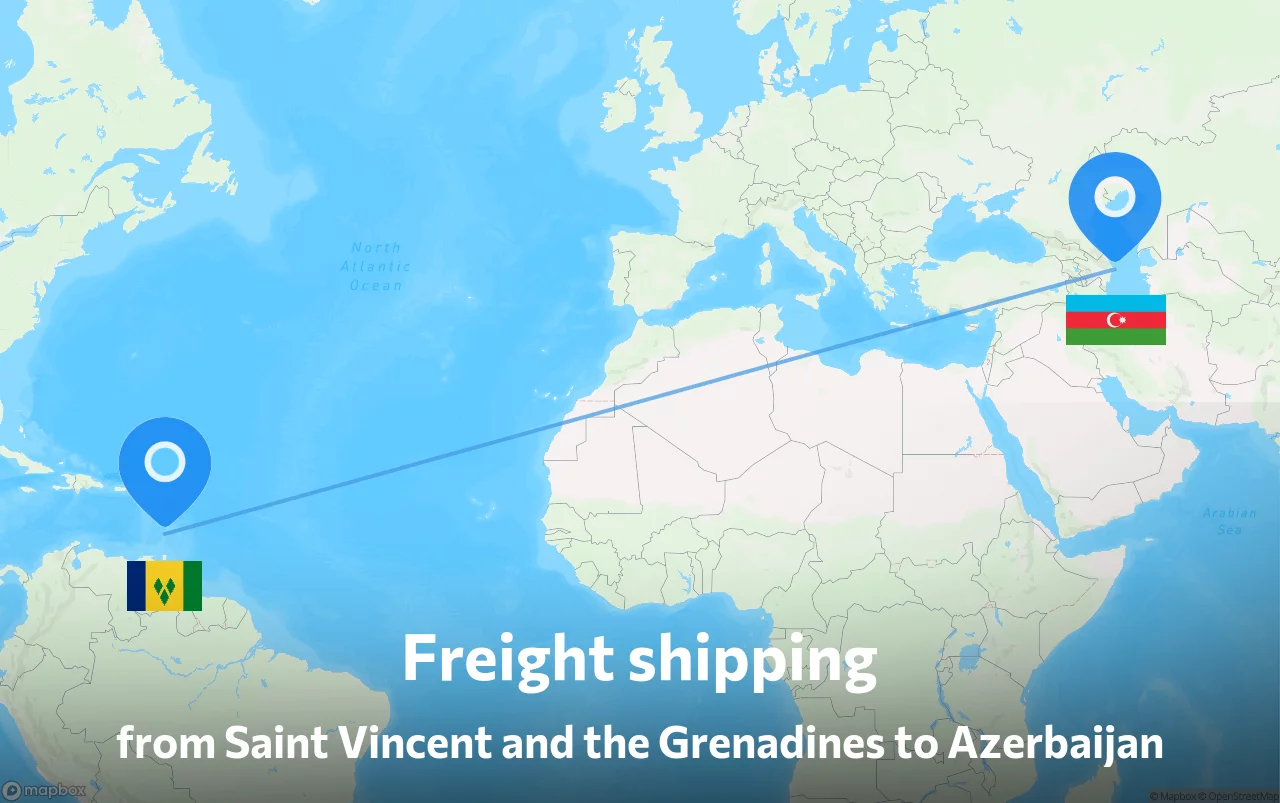 Shipping route from Saint Vincent and the Grenadines to Azerbaijan