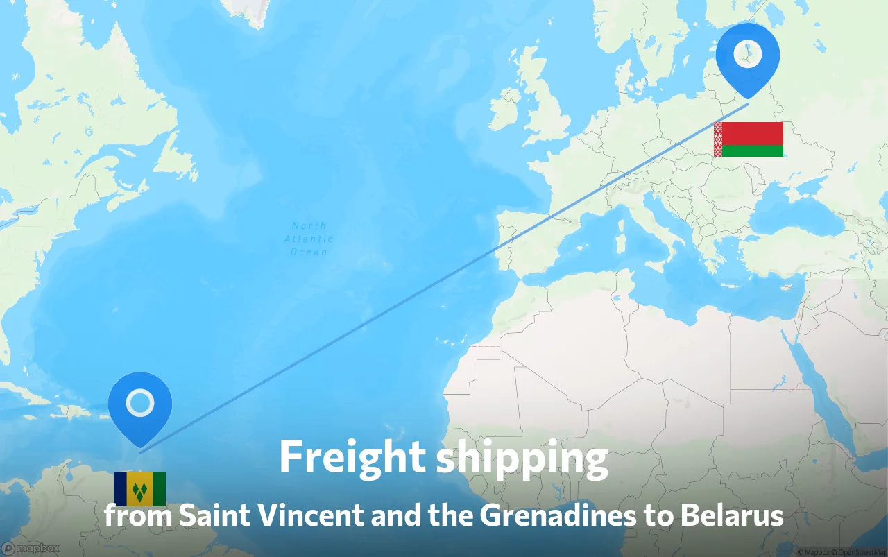 Shipping route from Saint Vincent and the Grenadines to Belarus