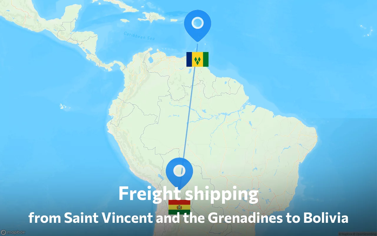 Shipping route from Saint Vincent and the Grenadines to Bolivia
