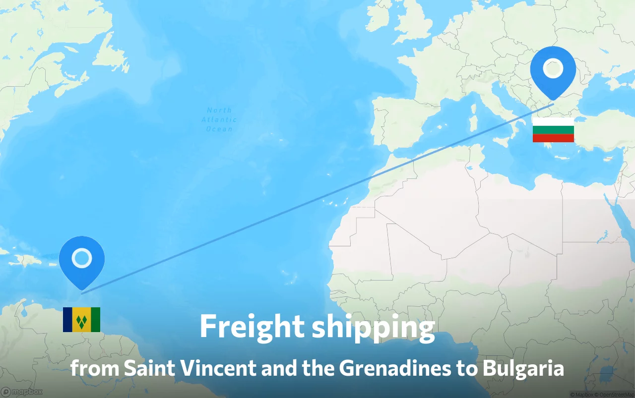 Shipping route from Saint Vincent and the Grenadines to Bulgaria