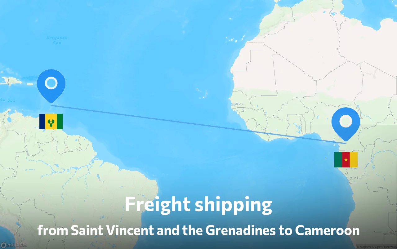 Shipping route from Saint Vincent and the Grenadines to Cameroon