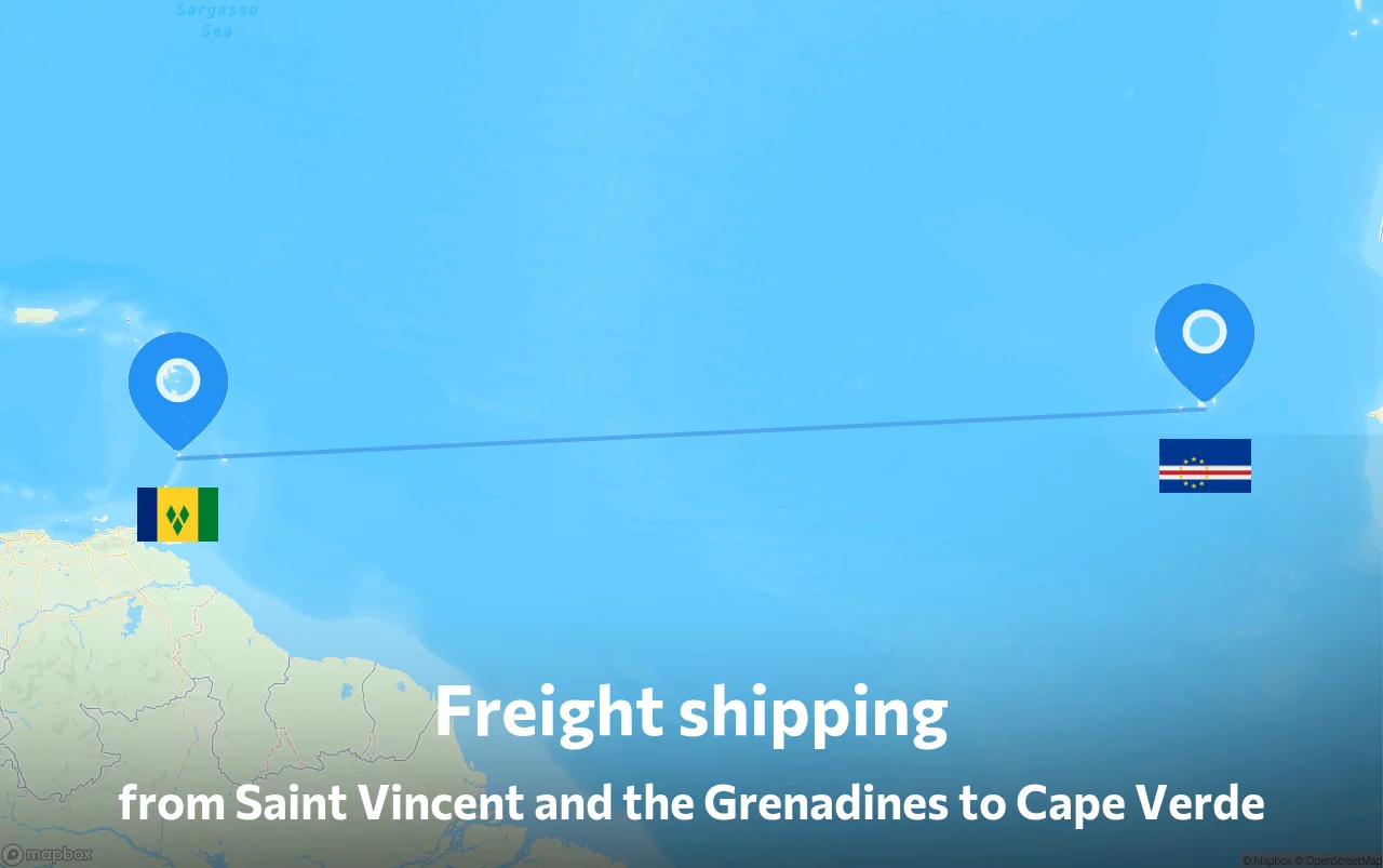 Shipping route from Saint Vincent and the Grenadines to Cape Verde