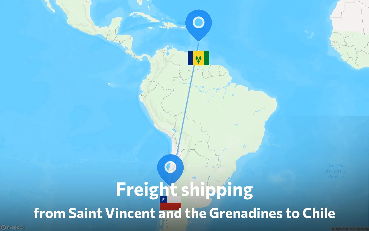 Shipping route from Saint Vincent and the Grenadines to Chile