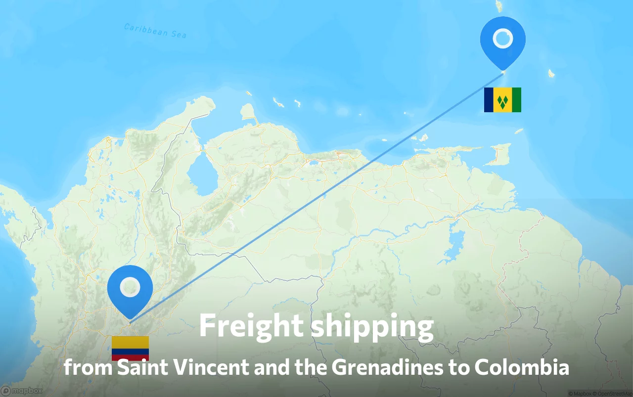 Shipping route from Saint Vincent and the Grenadines to Colombia