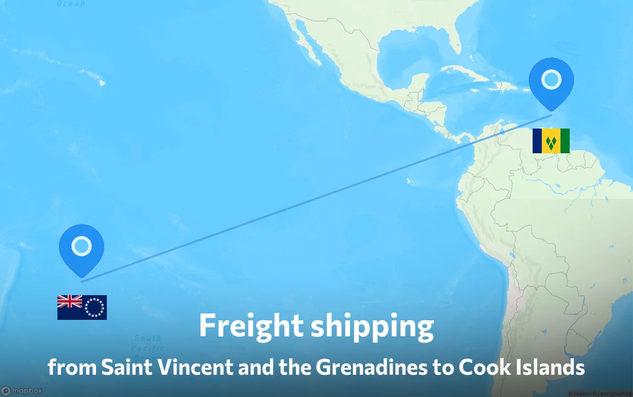 Shipping route from Saint Vincent and the Grenadines to Cook Islands