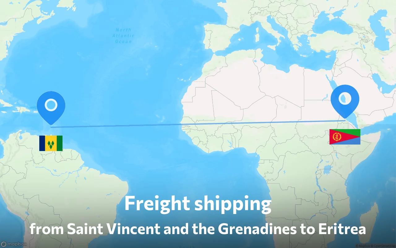 Shipping route from Saint Vincent and the Grenadines to Eritrea