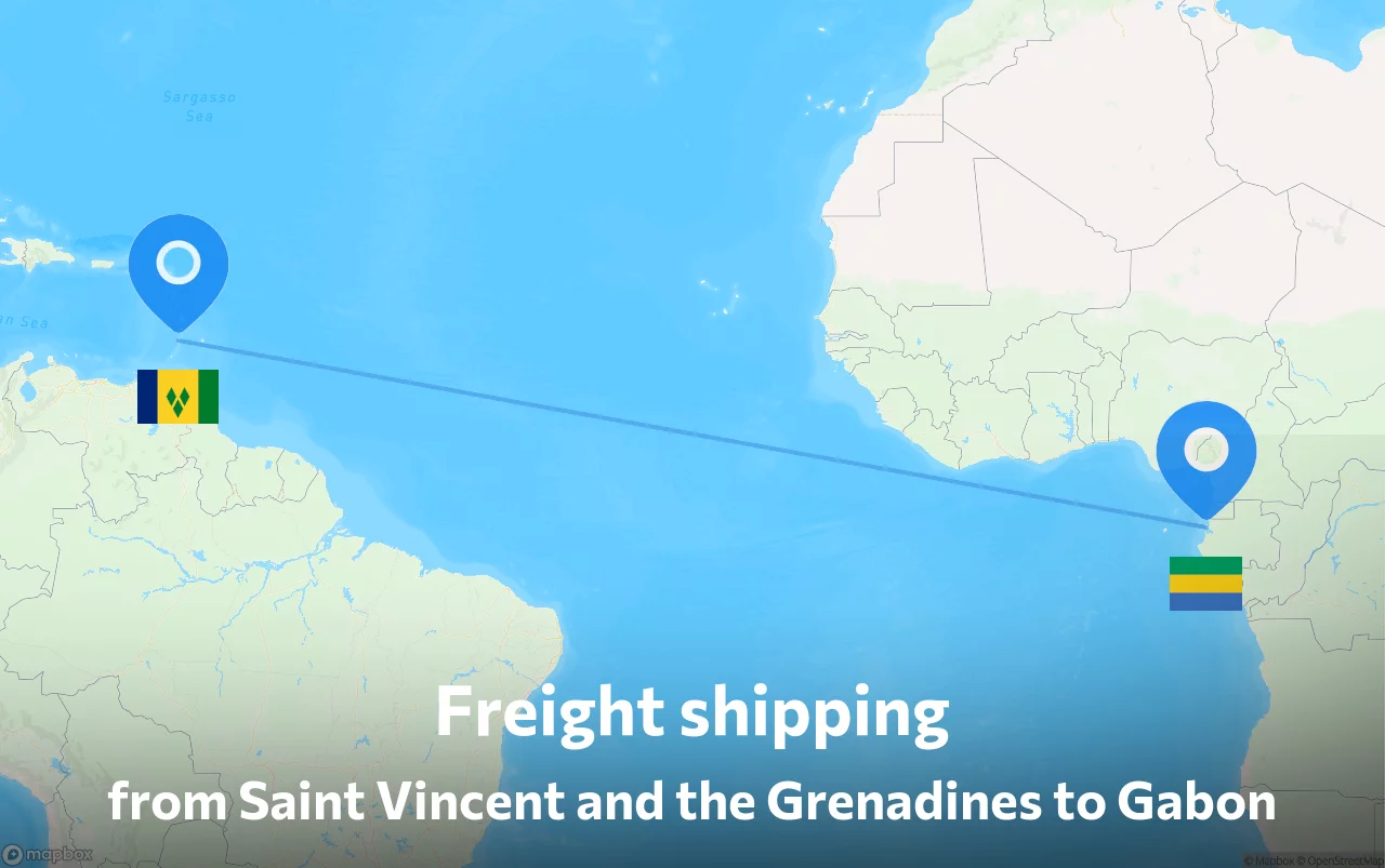 Shipping route from Saint Vincent and the Grenadines to Gabon