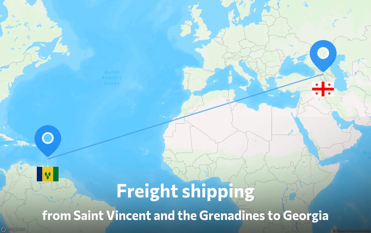 Shipping route from Saint Vincent and the Grenadines to Georgia