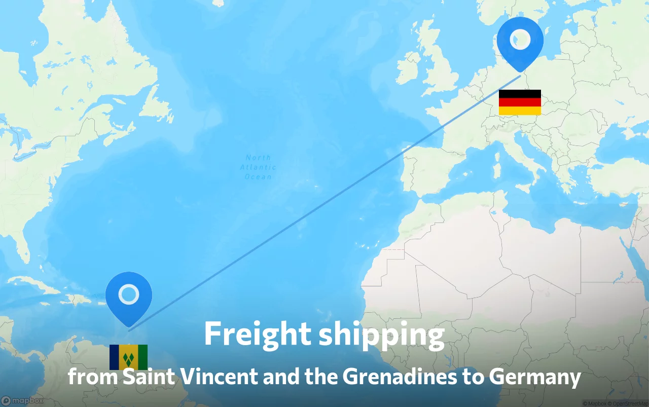 Shipping route from Saint Vincent and the Grenadines to Germany