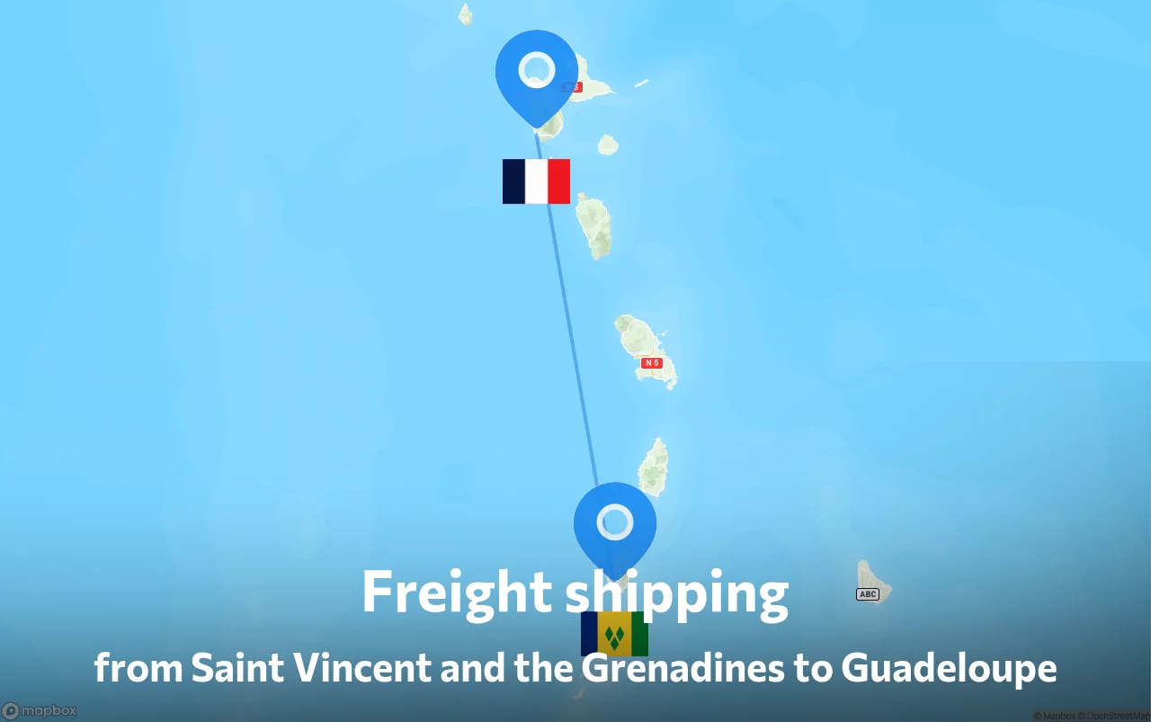 Shipping route from Saint Vincent and the Grenadines to Guadeloupe