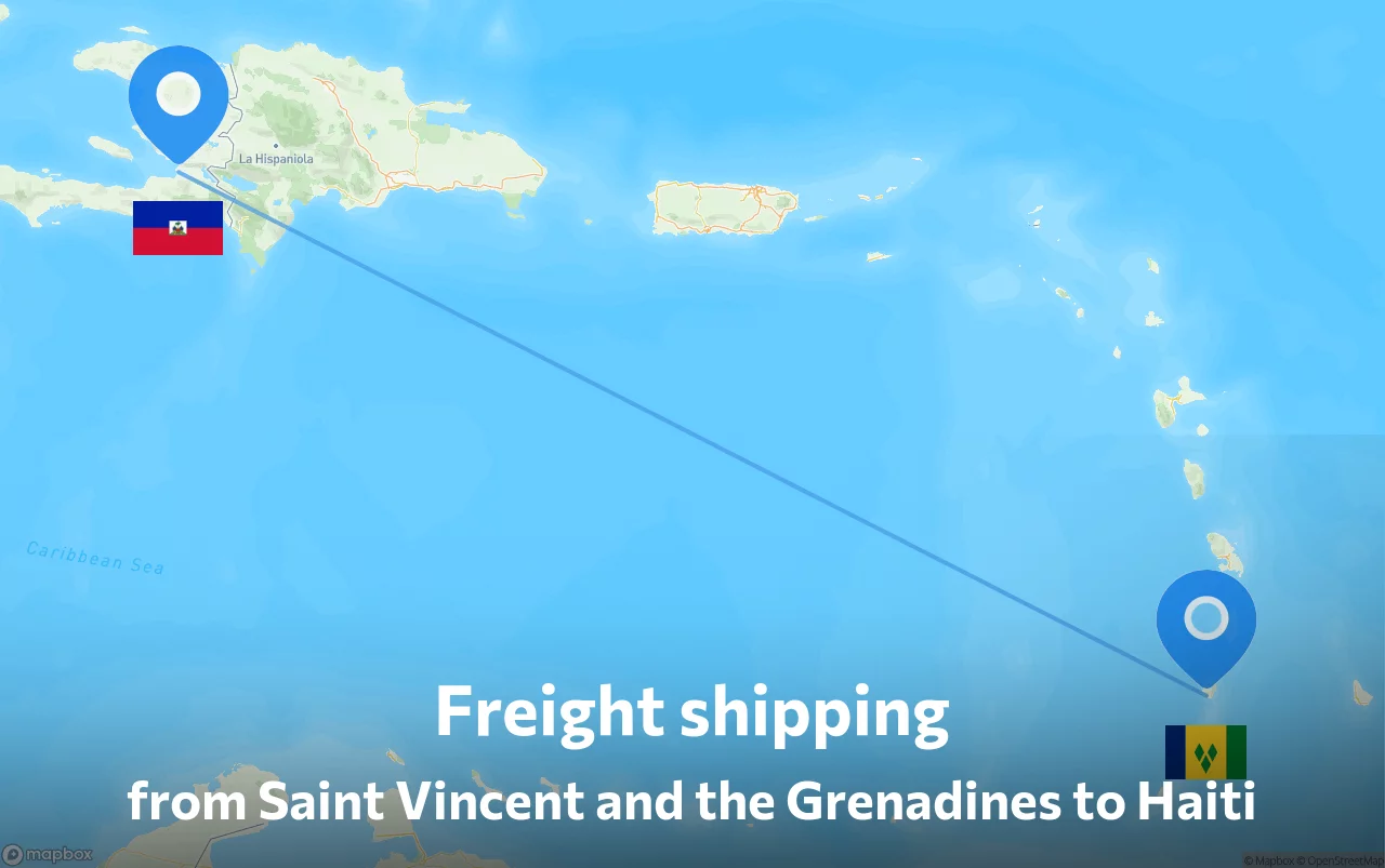Shipping route from Saint Vincent and the Grenadines to Haiti