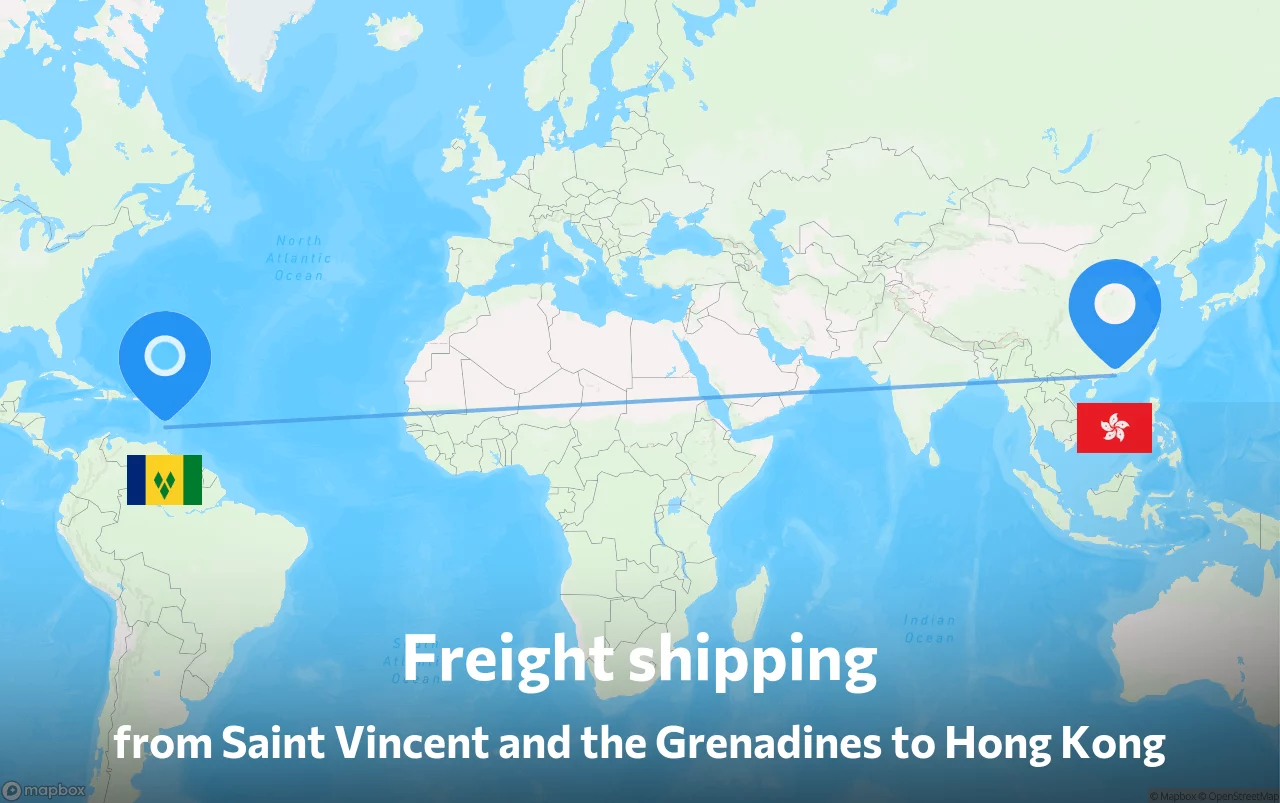 Shipping route from Saint Vincent and the Grenadines to Hong Kong