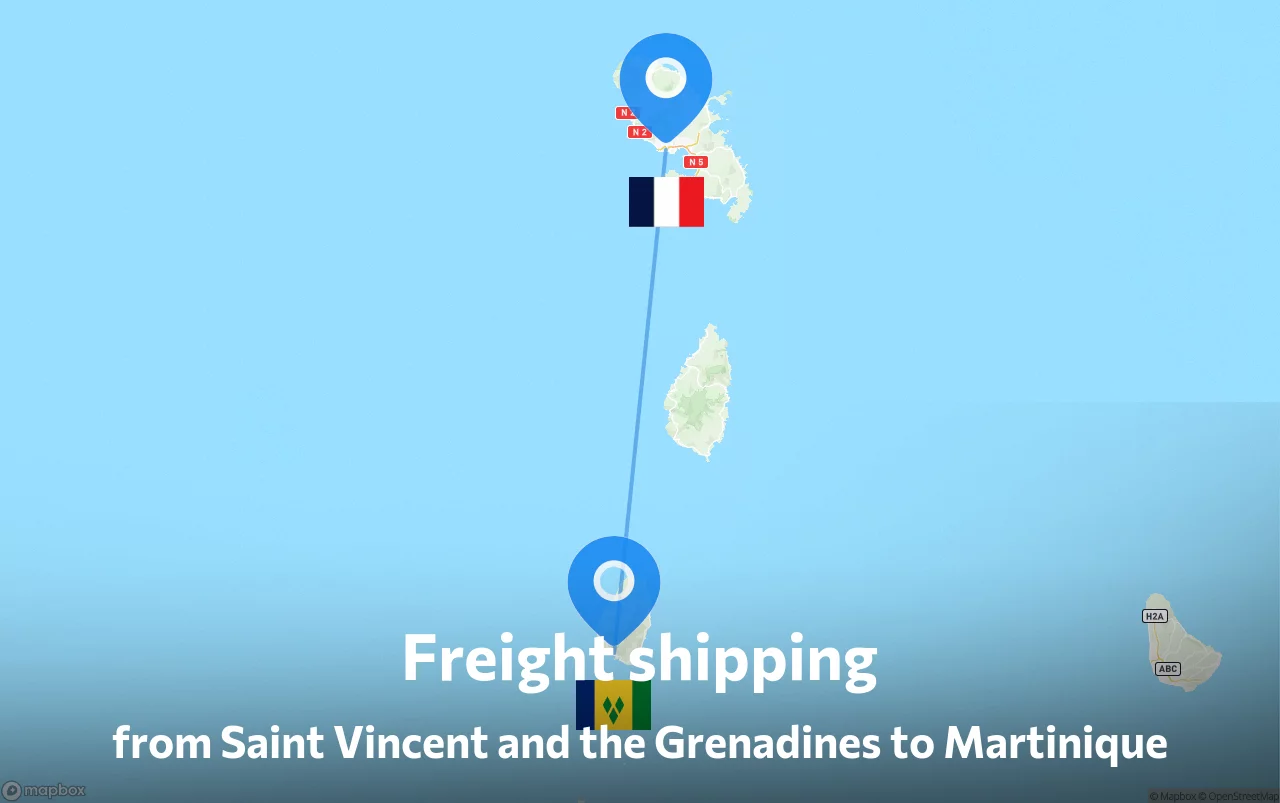 Shipping route from Saint Vincent and the Grenadines to Martinique