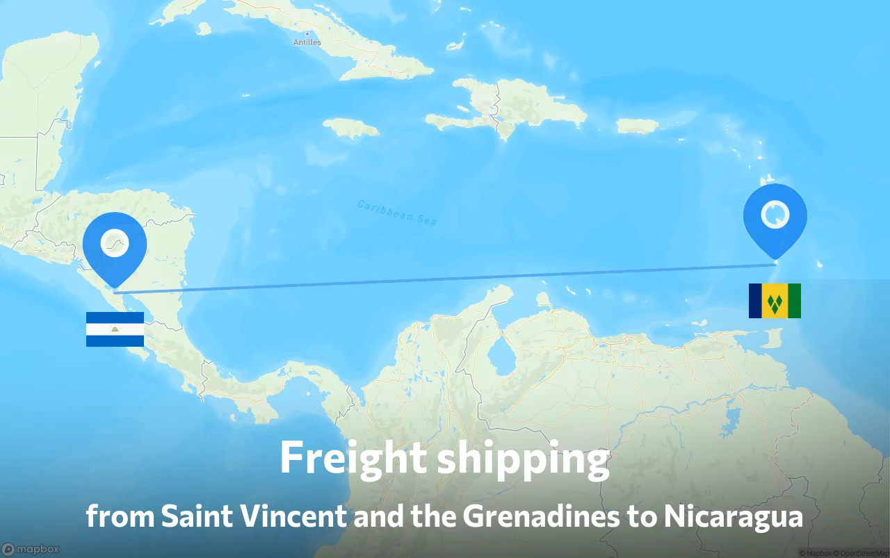 Shipping route from Saint Vincent and the Grenadines to Nicaragua