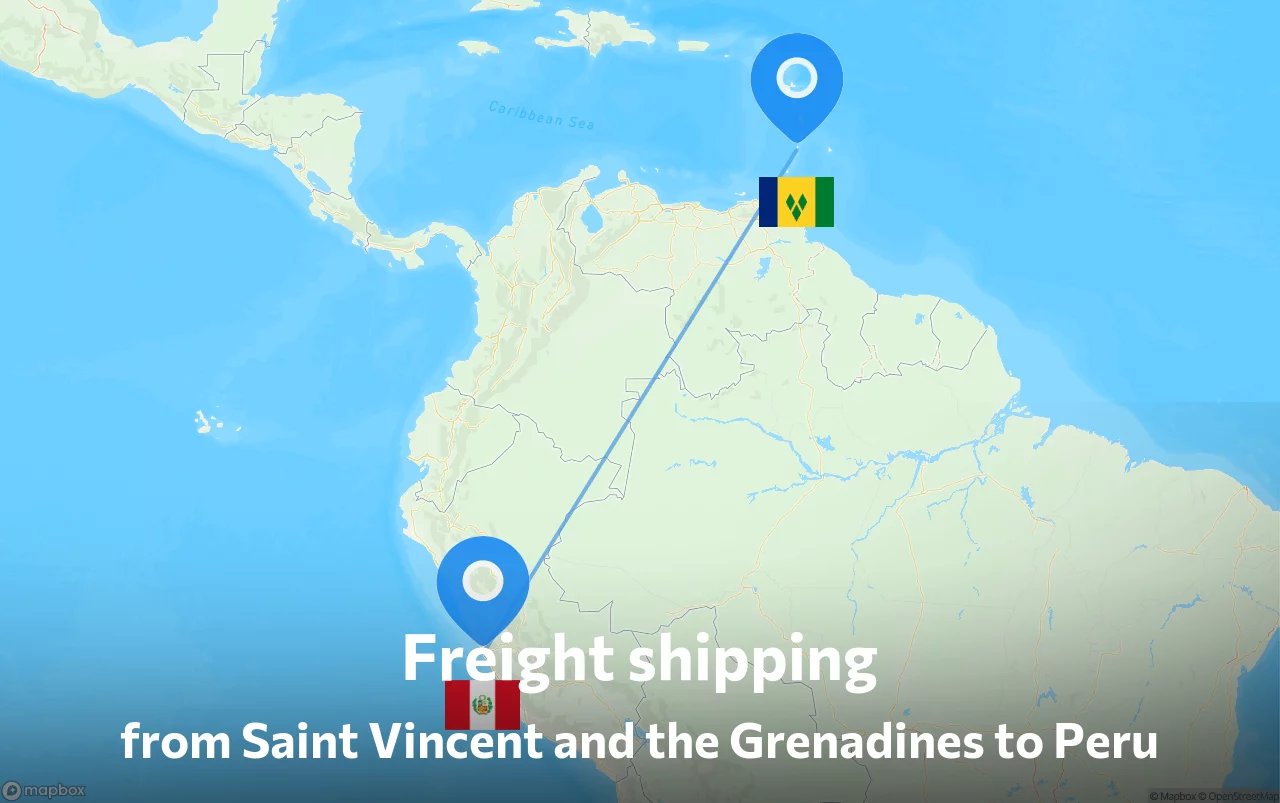 Shipping route from Saint Vincent and the Grenadines to Peru