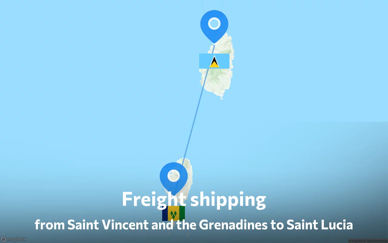 Shipping route from Saint Vincent and the Grenadines to Saint Lucia