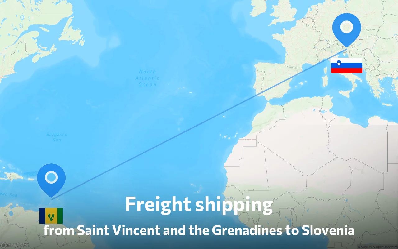 Shipping route from Saint Vincent and the Grenadines to Slovenia