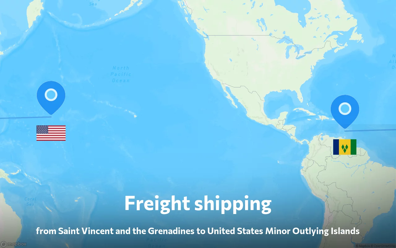 Shipping route from Saint Vincent and the Grenadines to United States Minor Outlying Islands