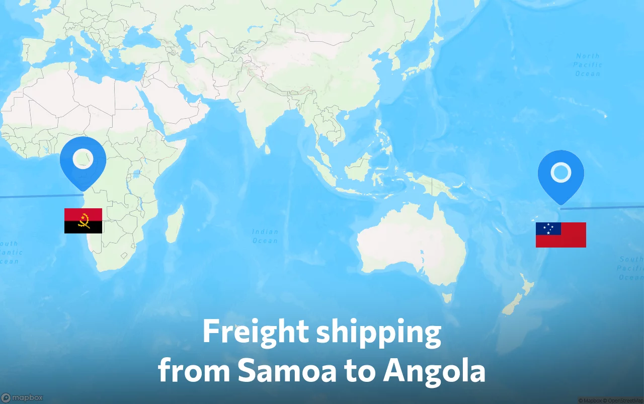 Shipping route from Samoa to Angola