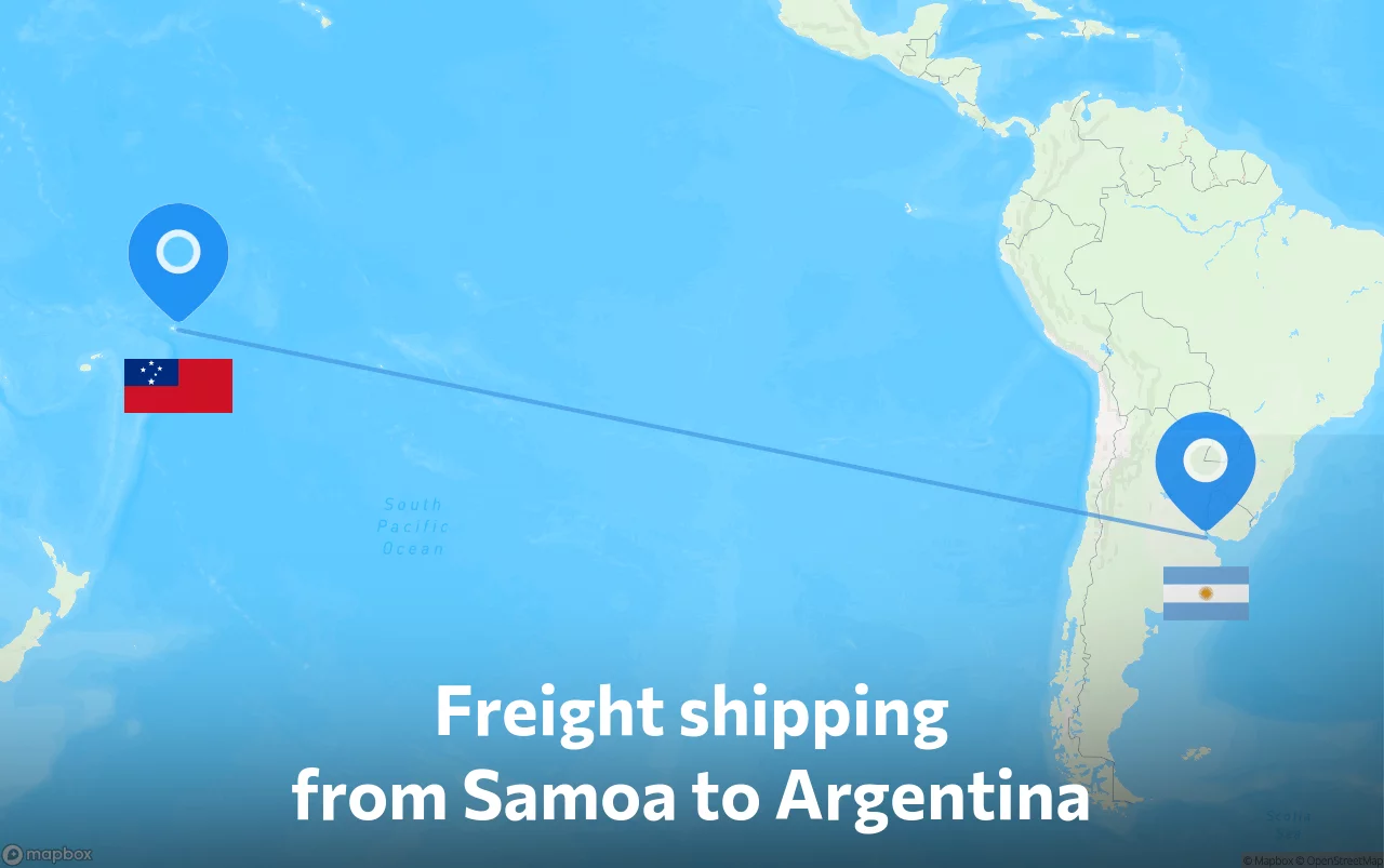 Shipping route from Samoa to Argentina