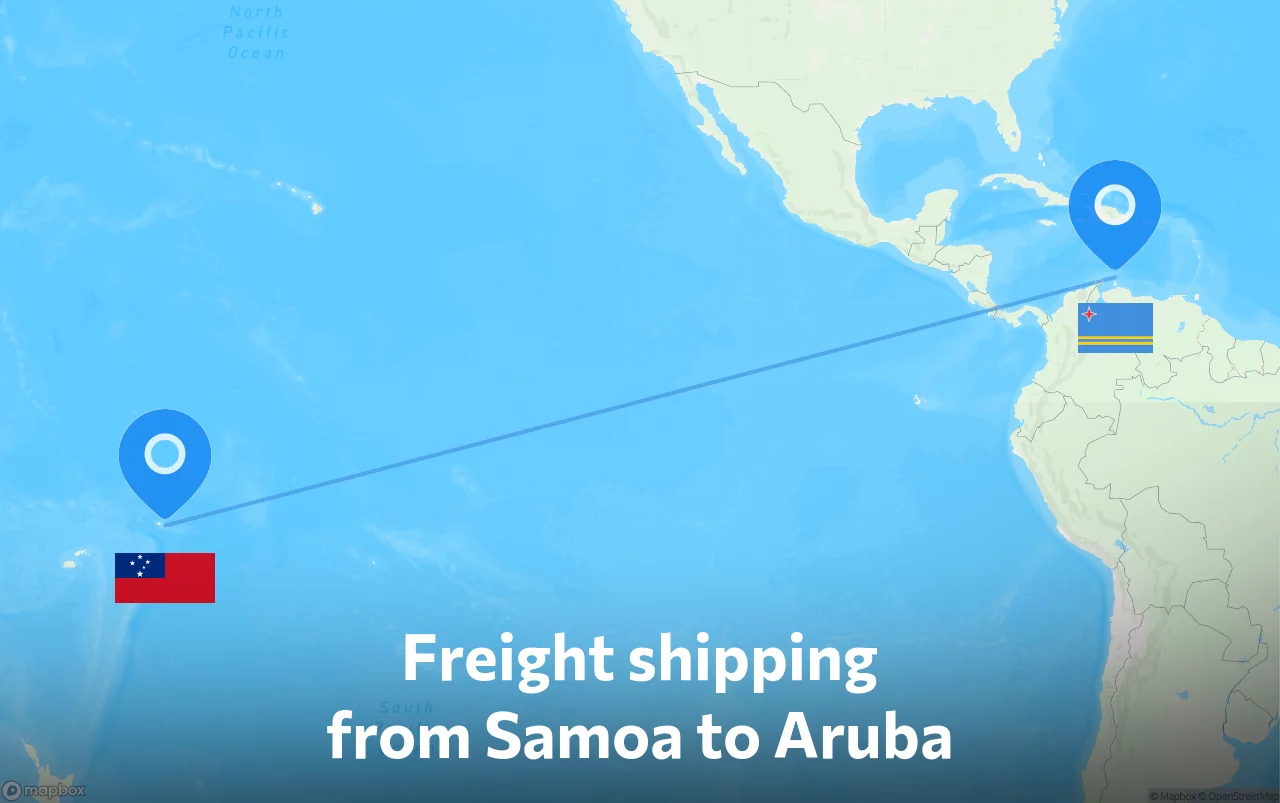 Shipping route from Samoa to Aruba
