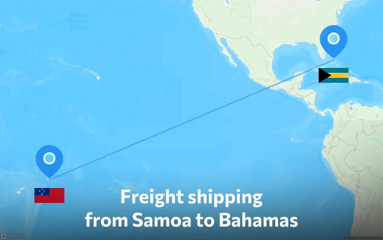Shipping route from Samoa to Bahamas