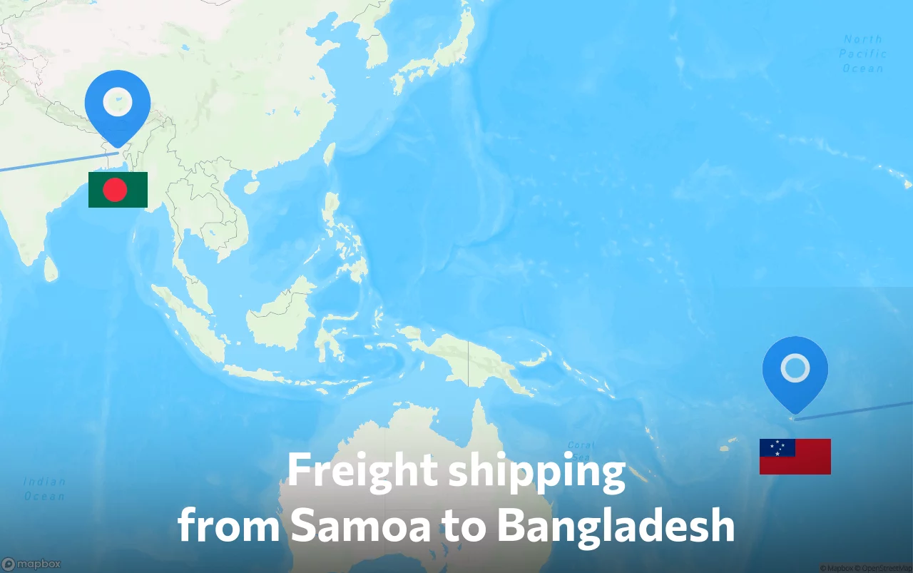 Shipping route from Samoa to Bangladesh