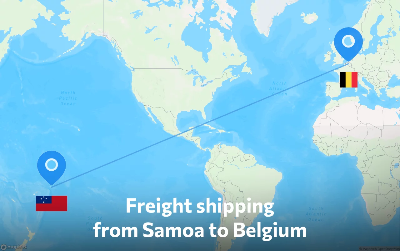 Shipping route from Samoa to Belgium