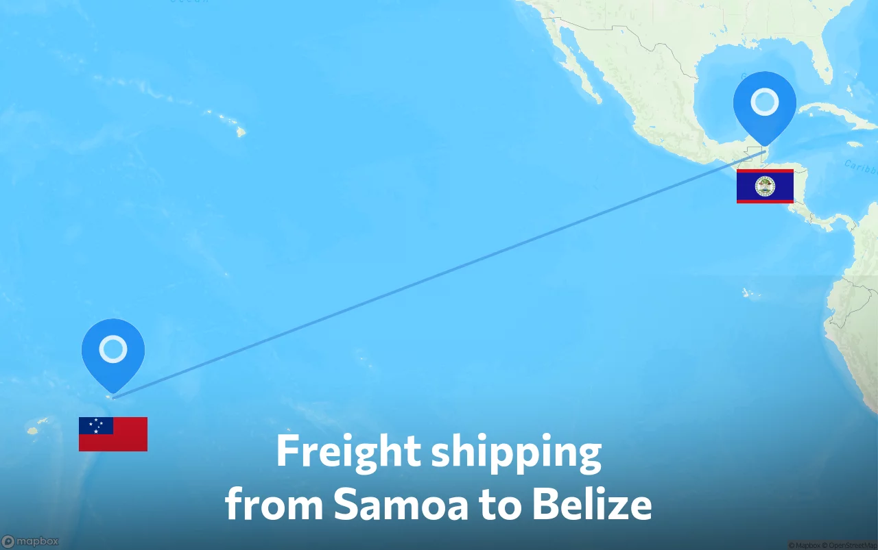 Shipping route from Samoa to Belize