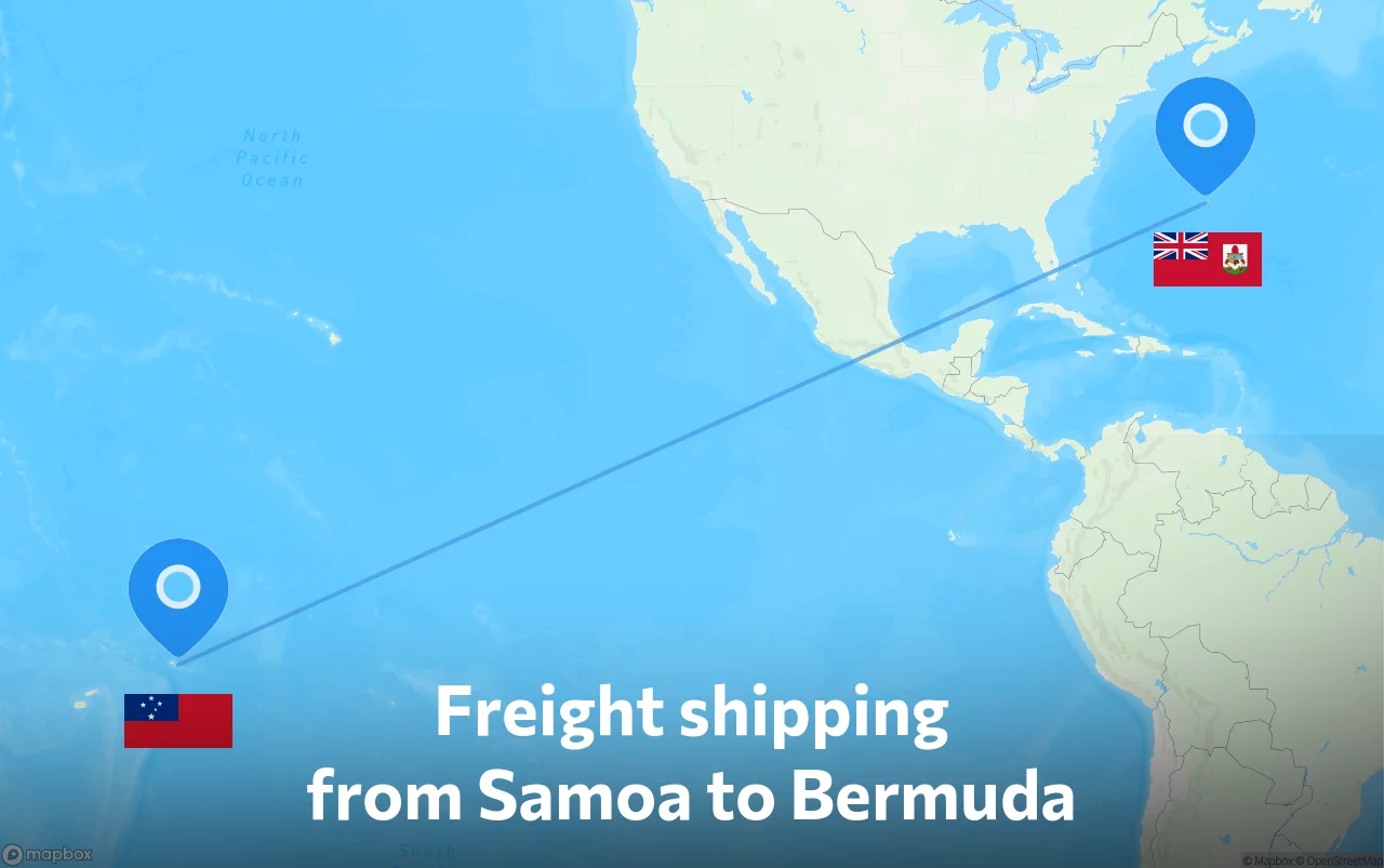 Shipping route from Samoa to Bermuda