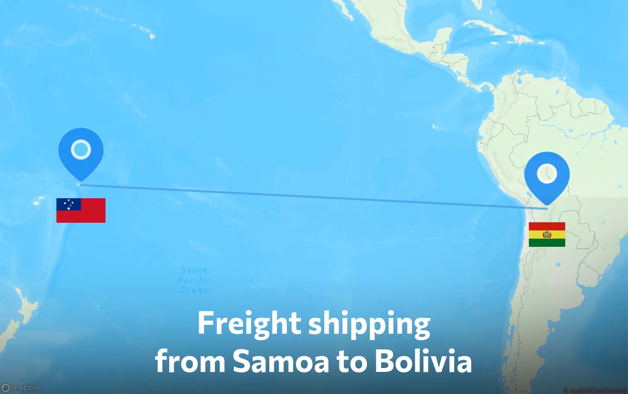 Shipping route from Samoa to Bolivia