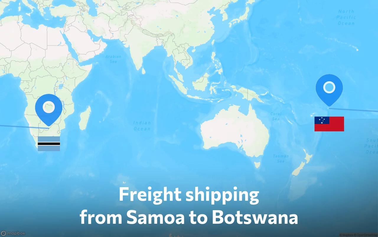 Shipping route from Samoa to Botswana