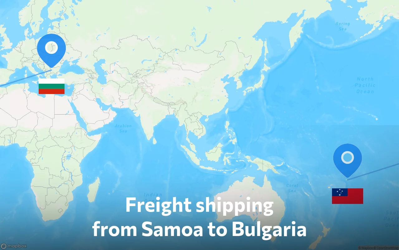 Shipping route from Samoa to Bulgaria