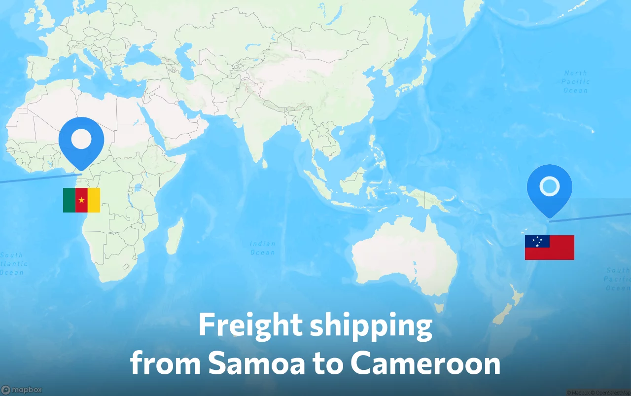 Shipping route from Samoa to Cameroon
