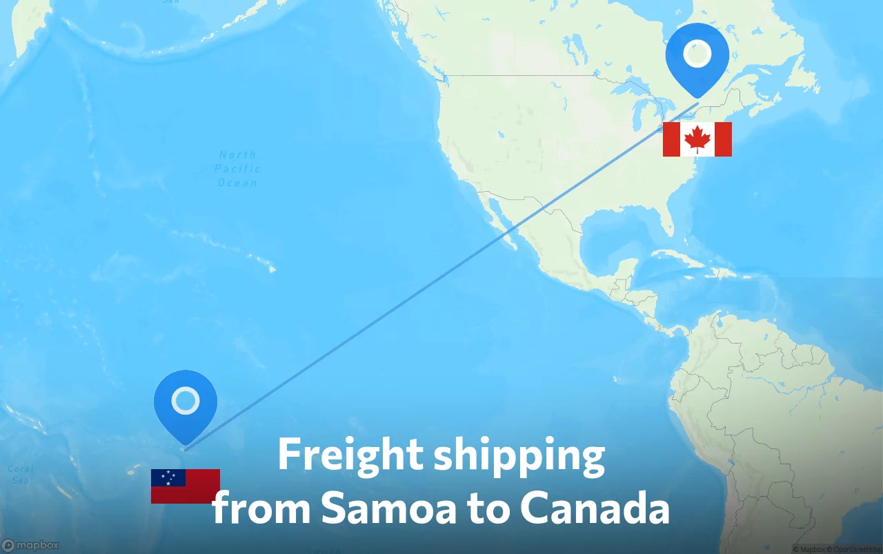 Shipping route from Samoa to Canada