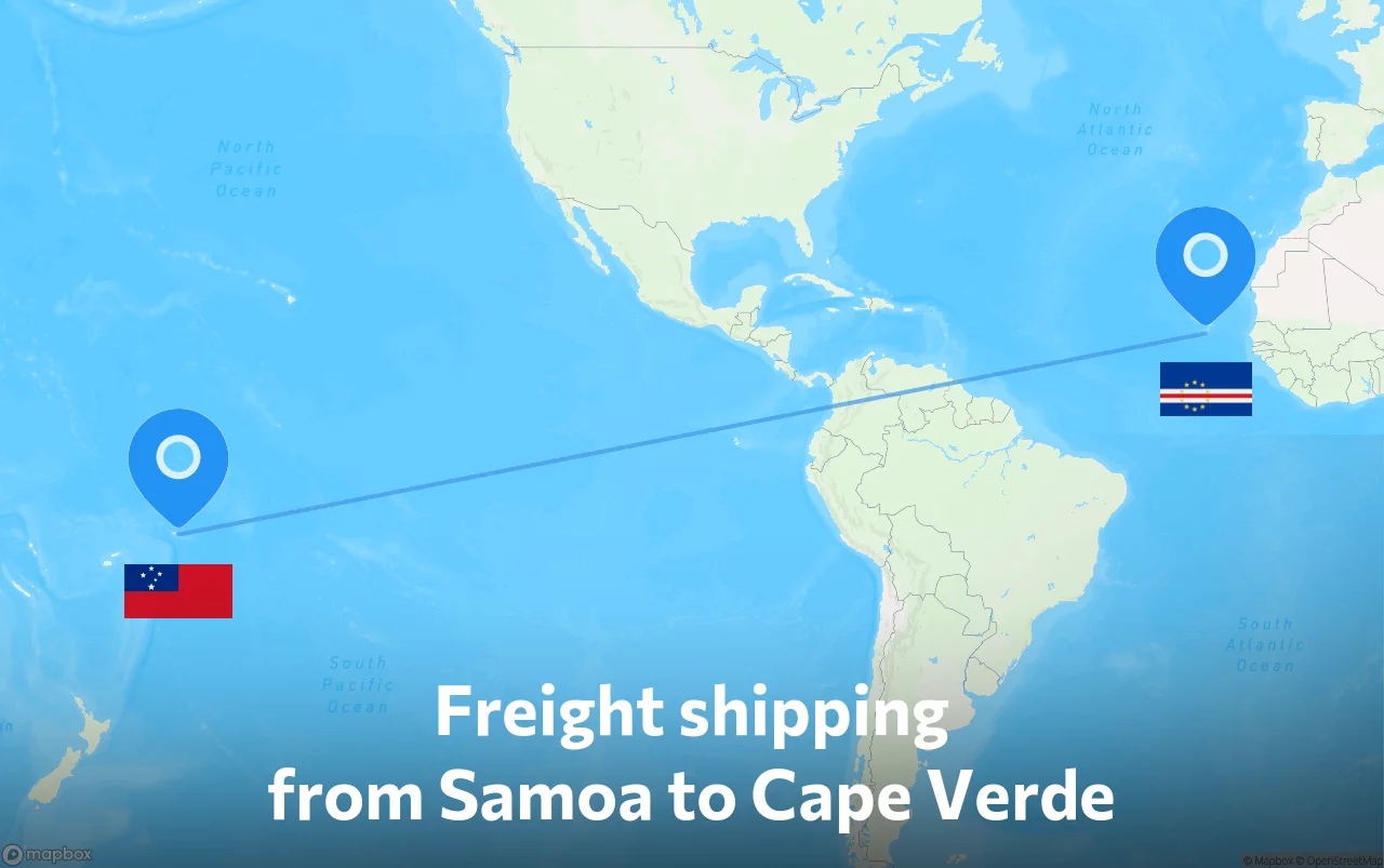 Shipping route from Samoa to Cape Verde