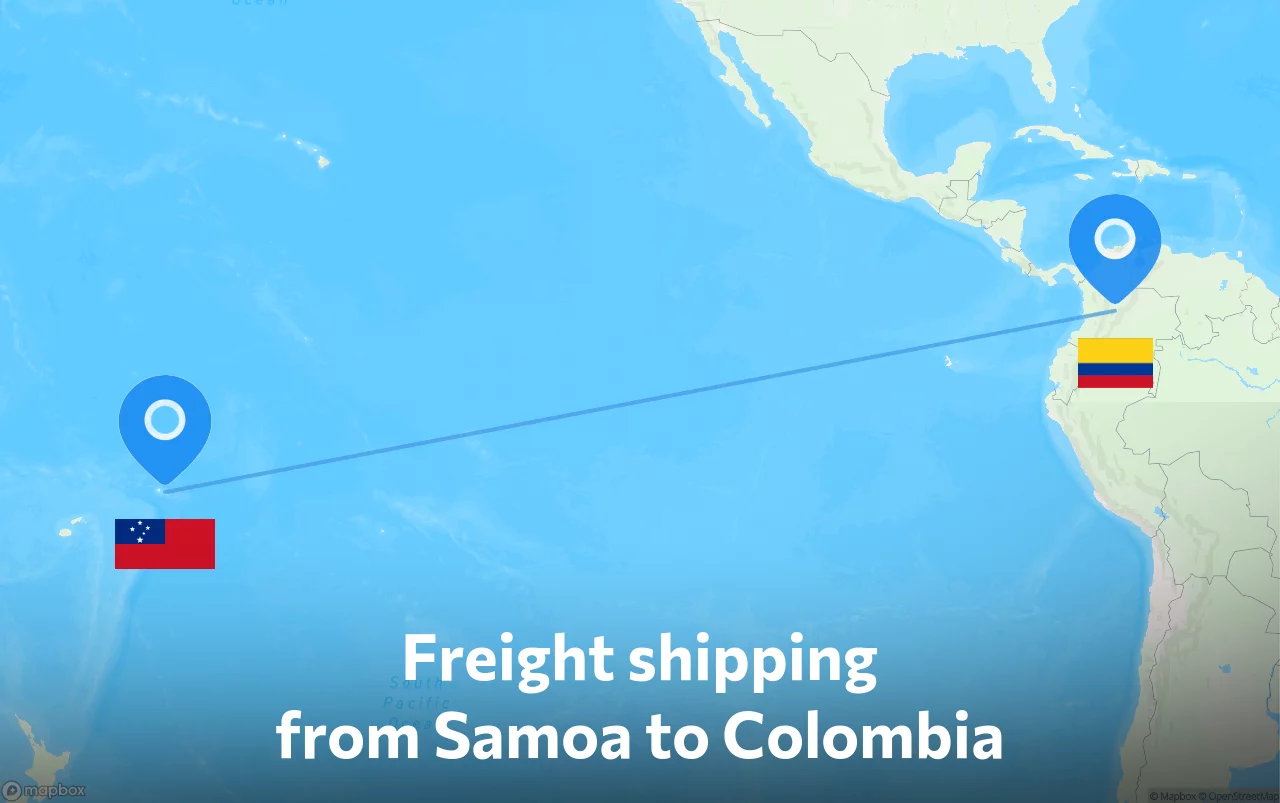 Shipping route from Samoa to Colombia