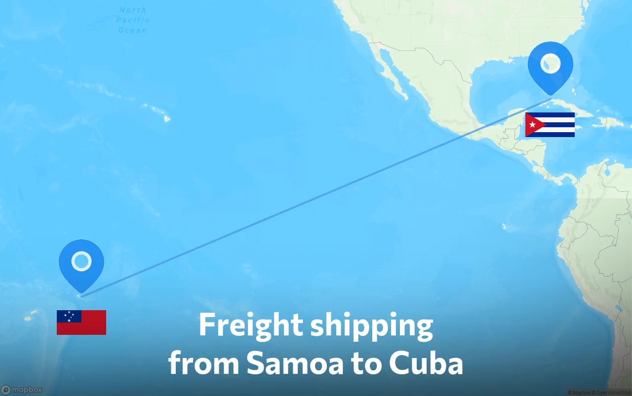 Shipping route from Samoa to Cuba
