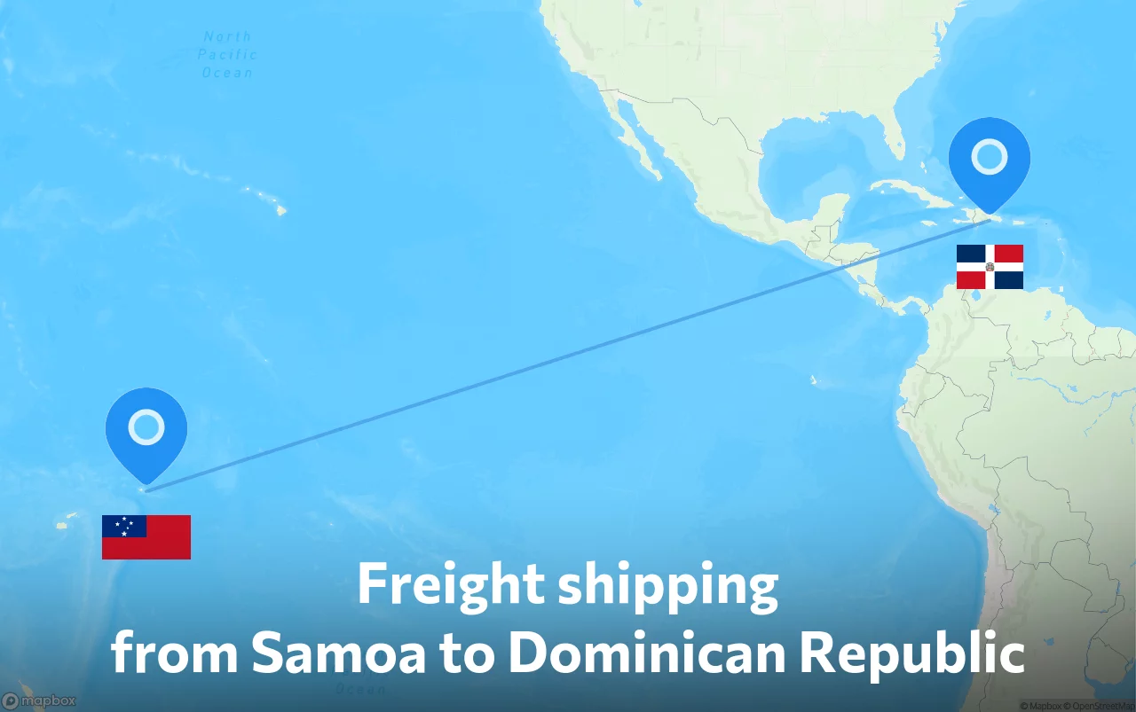 Shipping route from Samoa to Dominican Republic