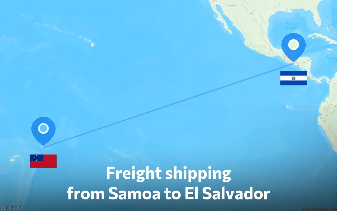 Shipping route from Samoa to El Salvador