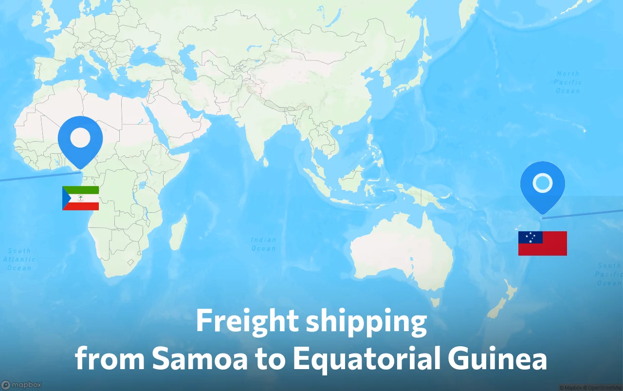 Shipping route from Samoa to Equatorial Guinea