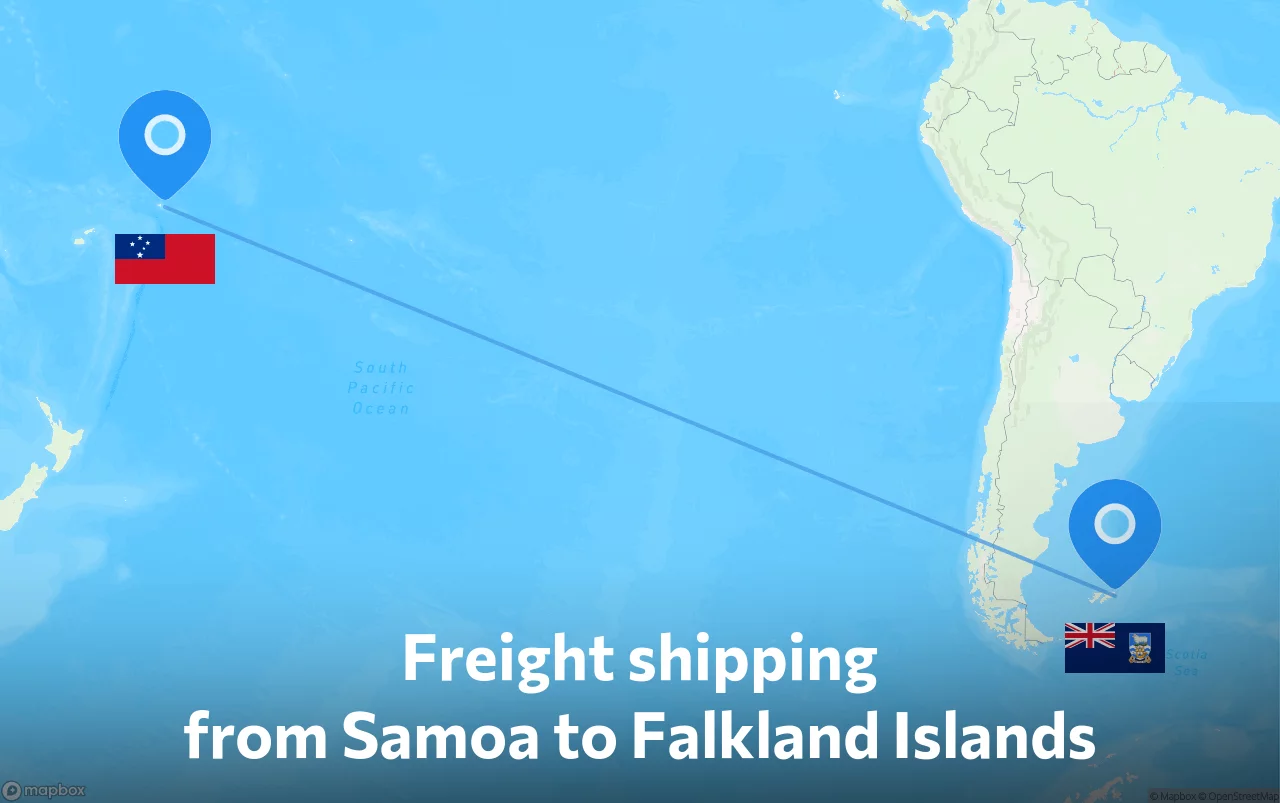 Shipping route from Samoa to Falkland Islands