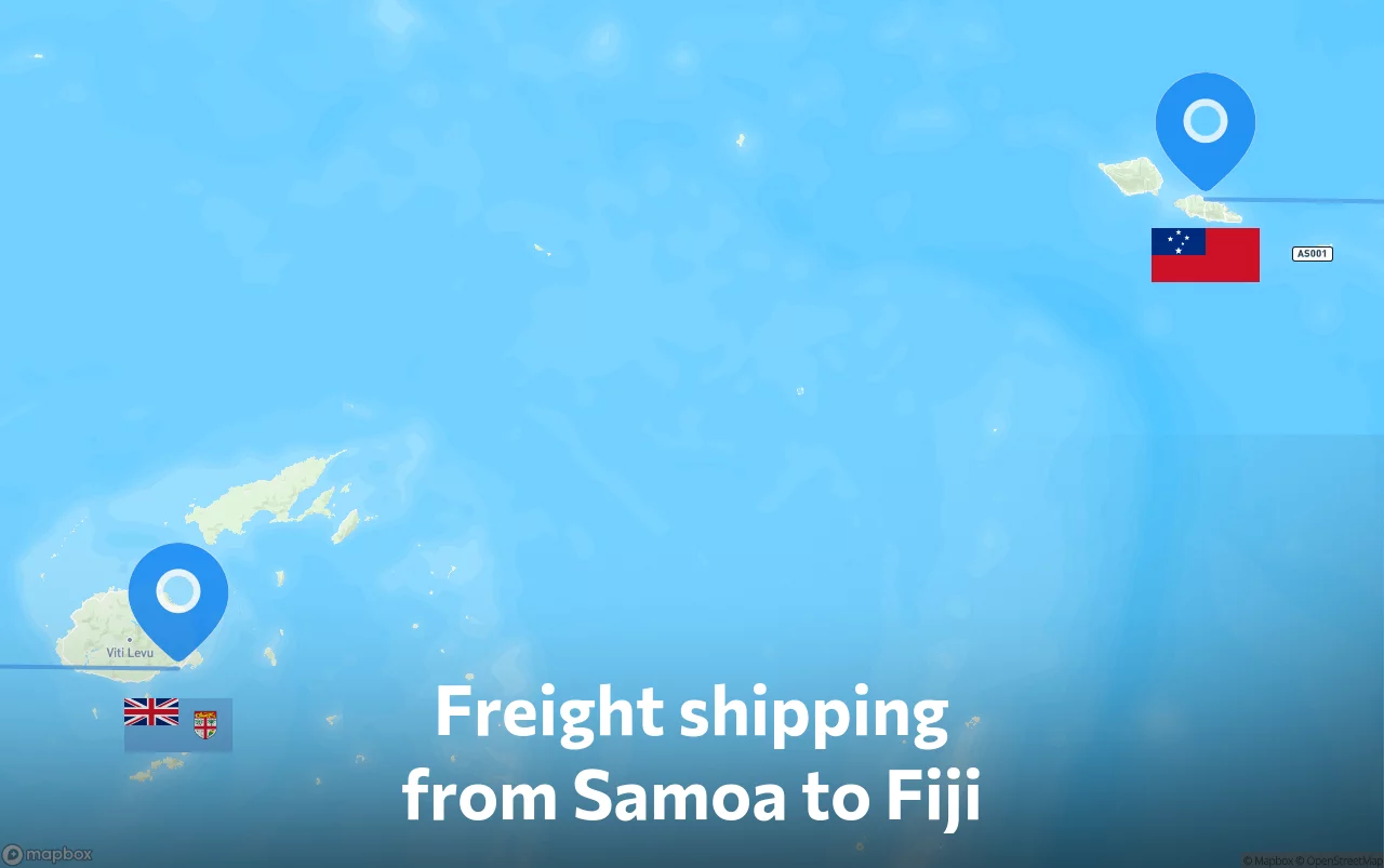 Shipping route from Samoa to Fiji